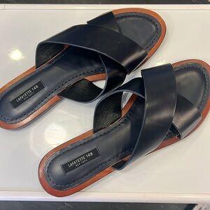 Lafayette 148 Vienna slides in Navy.